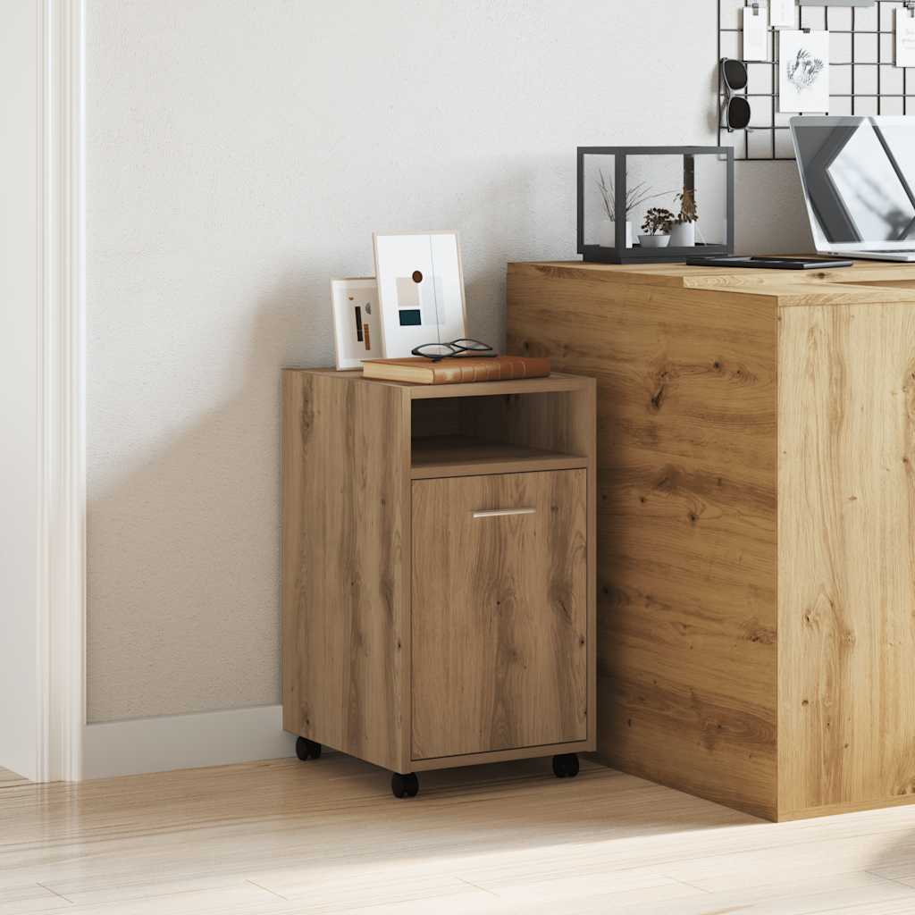Beistellschrank mit Rollen Weiß 33x38x60 cm Holzwerkstoff