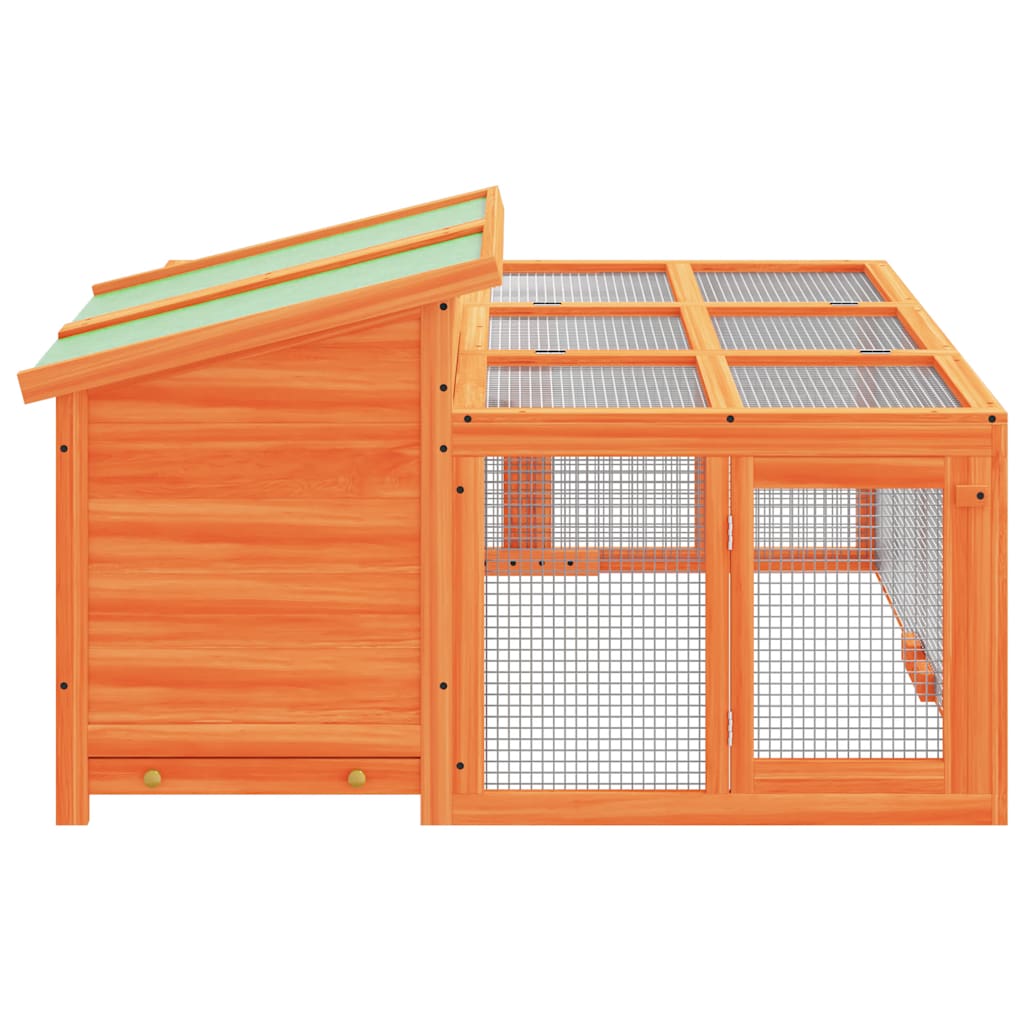 Kaninchenstall Mokka 144x123x67,5 cm Massivholz Kiefer
