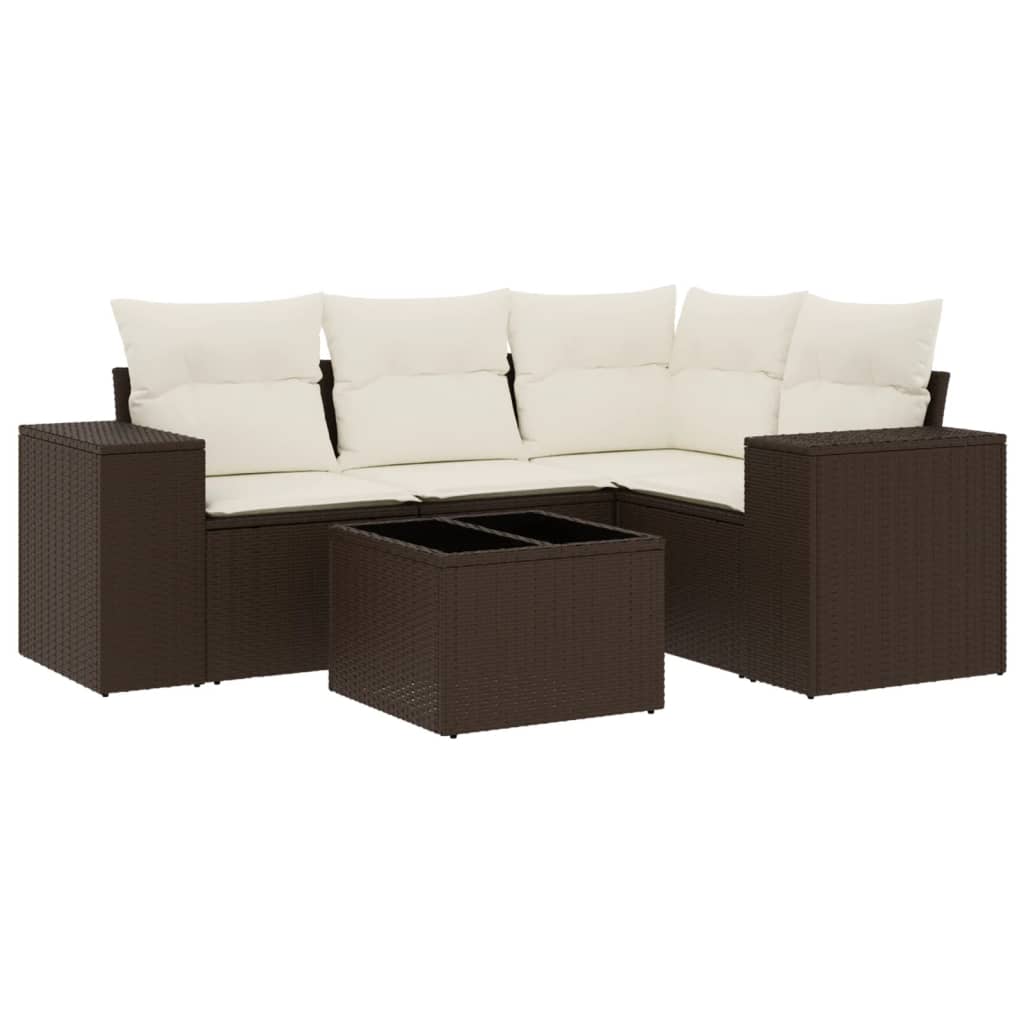 4-tlg. Garten-Sofagarnitur mit Kissen Schwarz Poly Rattan