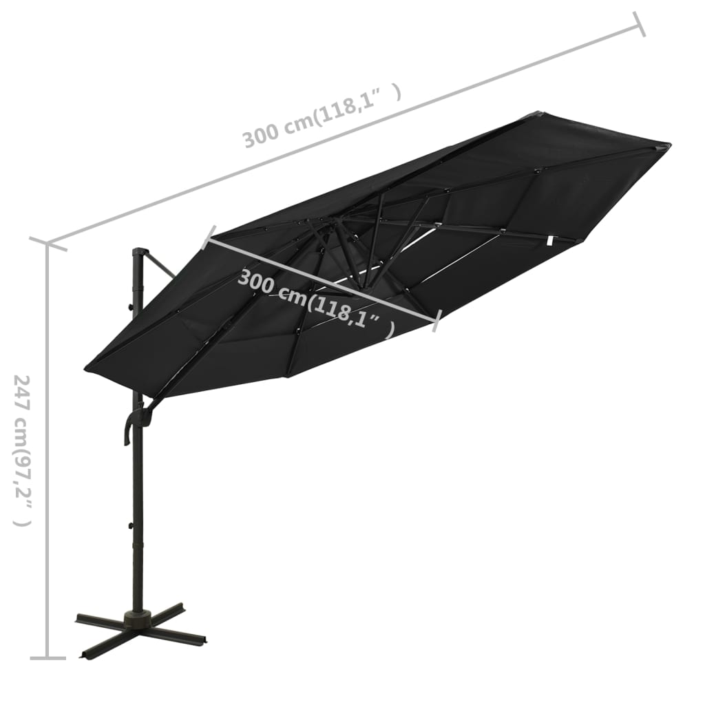Sonnenschirm mit Aluminium-Mast 4-lagig Sandfarben 3x3 m