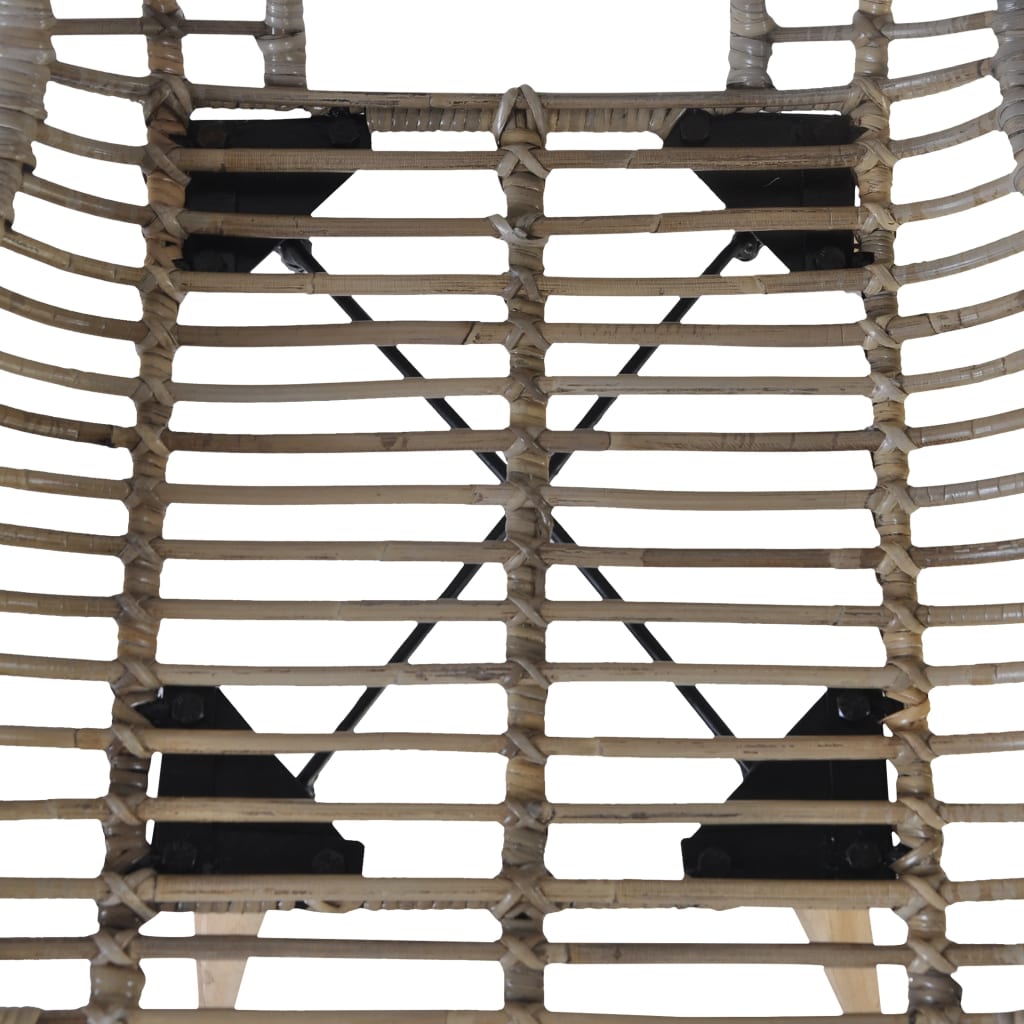 Esszimmerstühle 2 Stk. Schwarz Natur Rattan