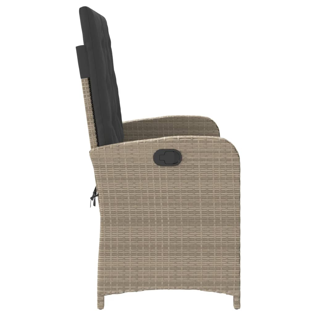 Gartenbank Verstellbar mit Kissen Schwarz Poly Rattan