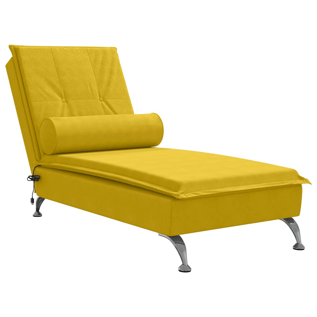 Massage-Chaiselongue mit Nackenrolle Hellgrau Samt