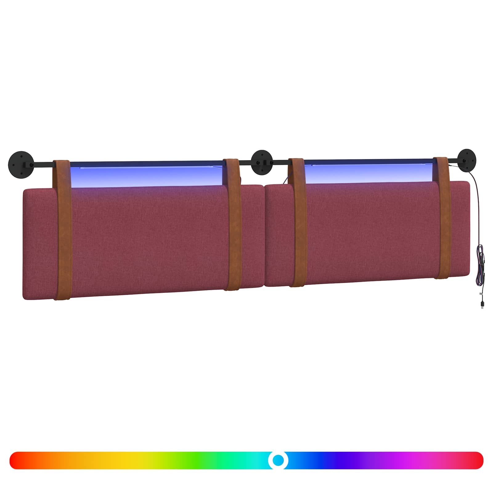 Hängendes Kopfteil Mit LED Licht Wolkengrau Antikes PU