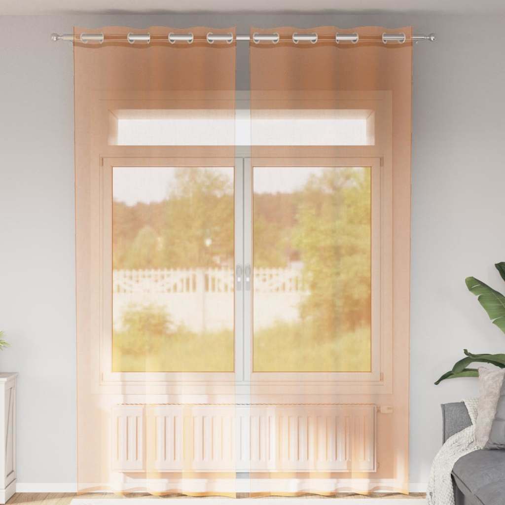 Voile Vorhänge mit Ösen 2 Stk. Apfelgrün 140x140 cm