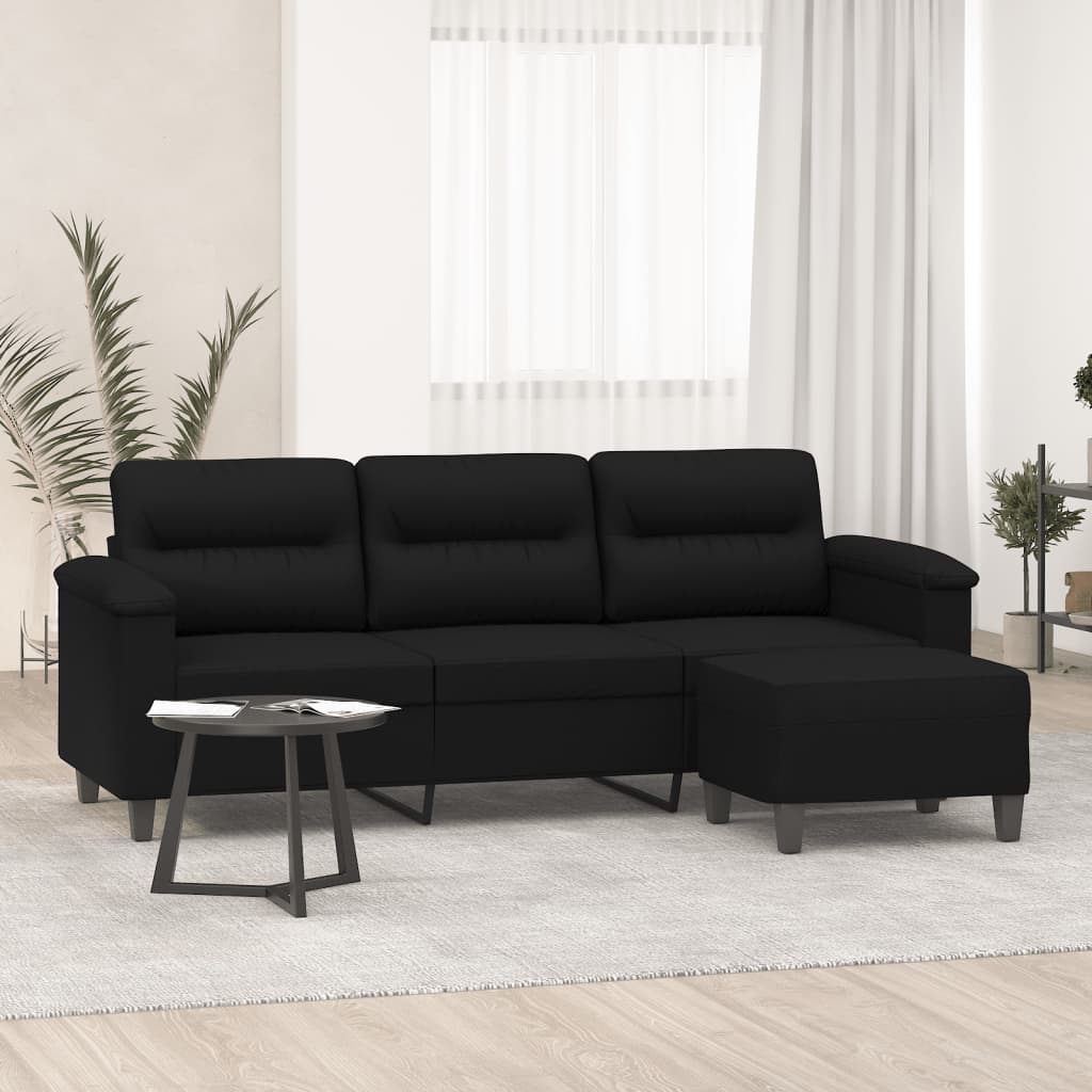 3-Sitzer-Sofa mit Hocker Taupe 180 cm Mikrofasergewebe