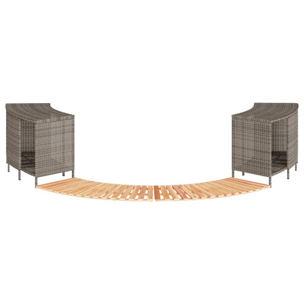 Whirlpool-Umrandung Schwarz Poly-Rattan und Massivholz Akazie