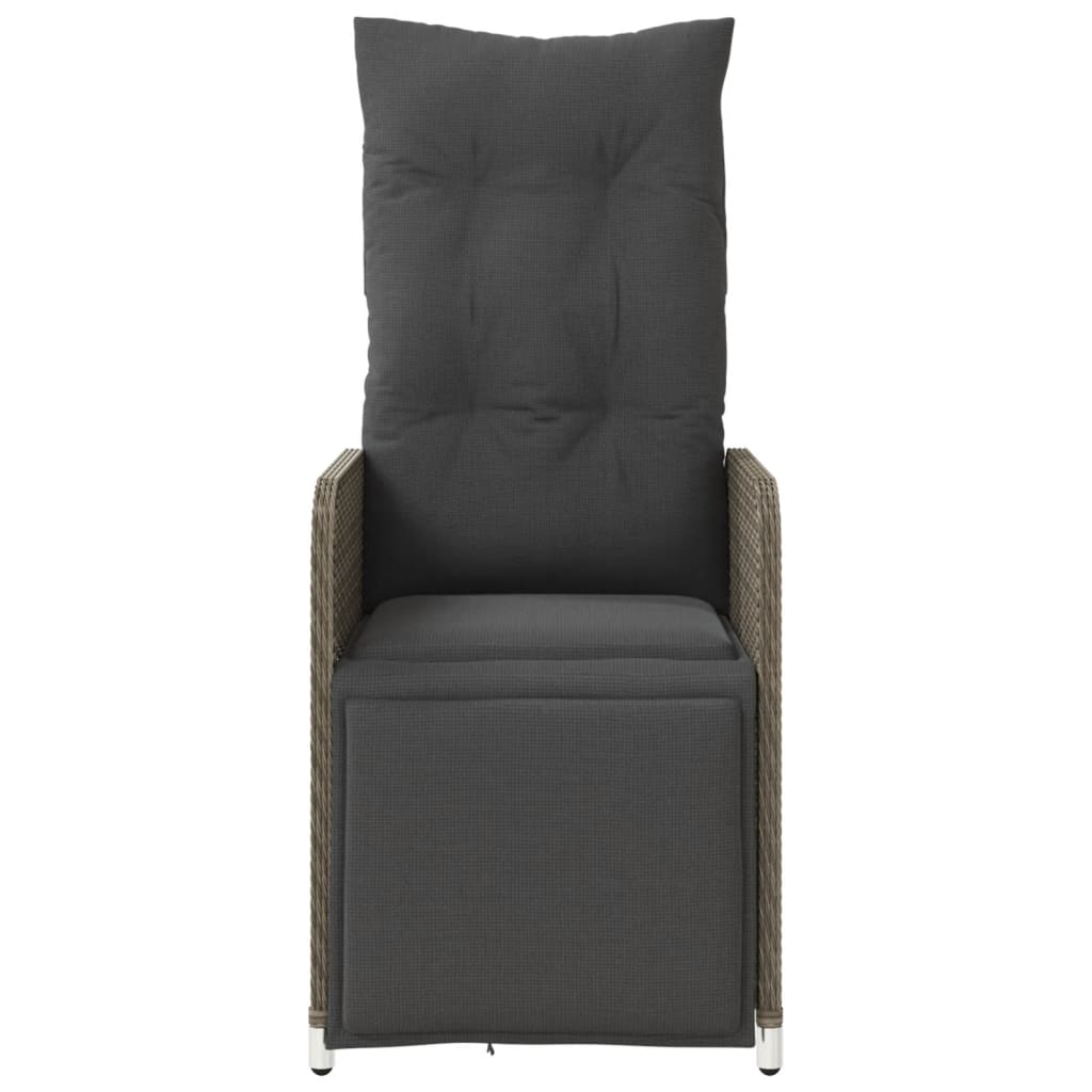Gartensessel Verstellbar mit Kissen Schwarz Poly Rattan