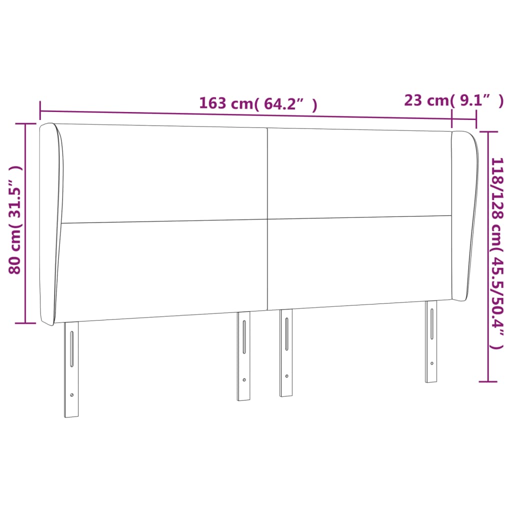 Kopfteil mit Ohren Creme 83x23x78/88 cm Kunstleder