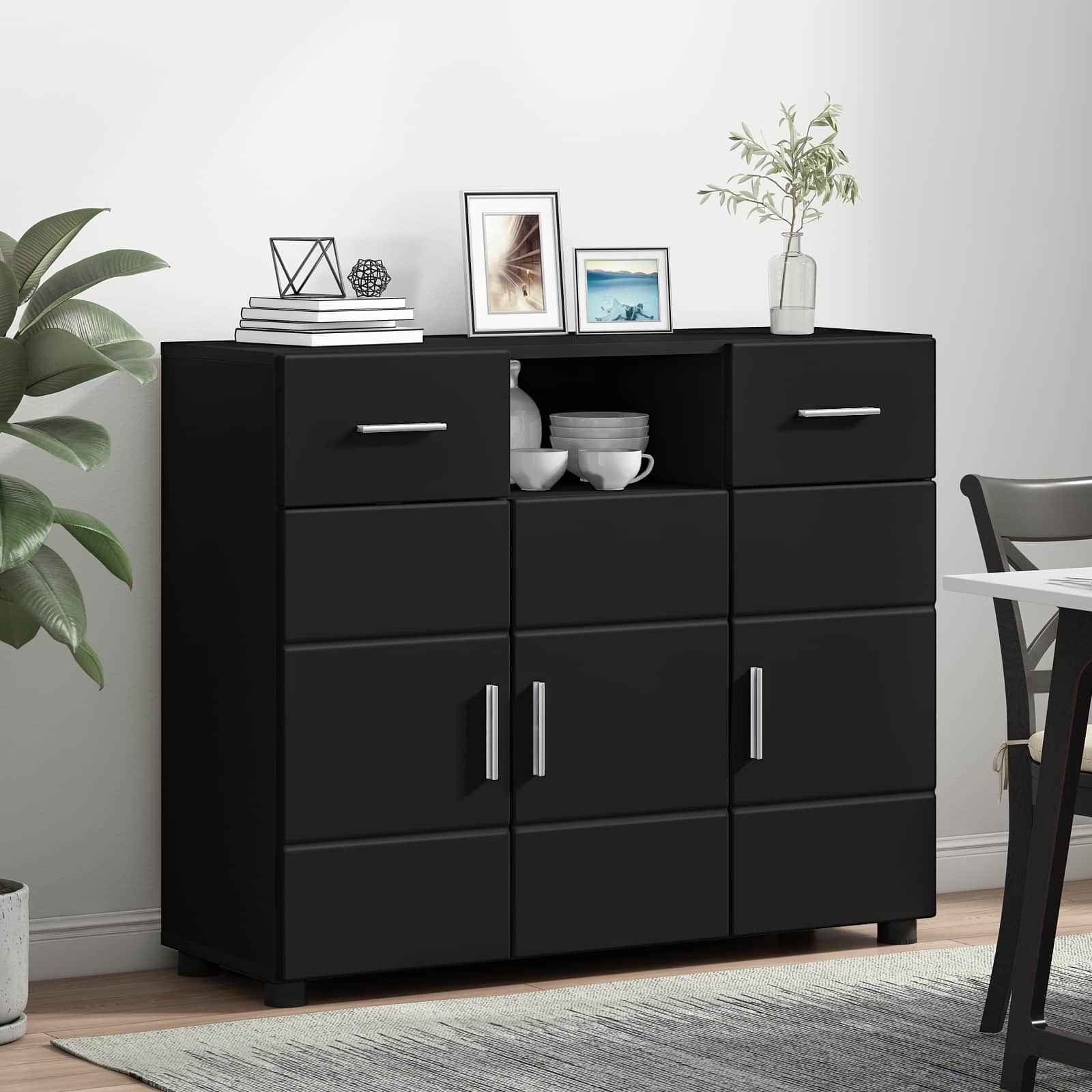 Highboard mit Regal FLORIN Weiß 60 x 35 x 182 cm Holzwerkstoff