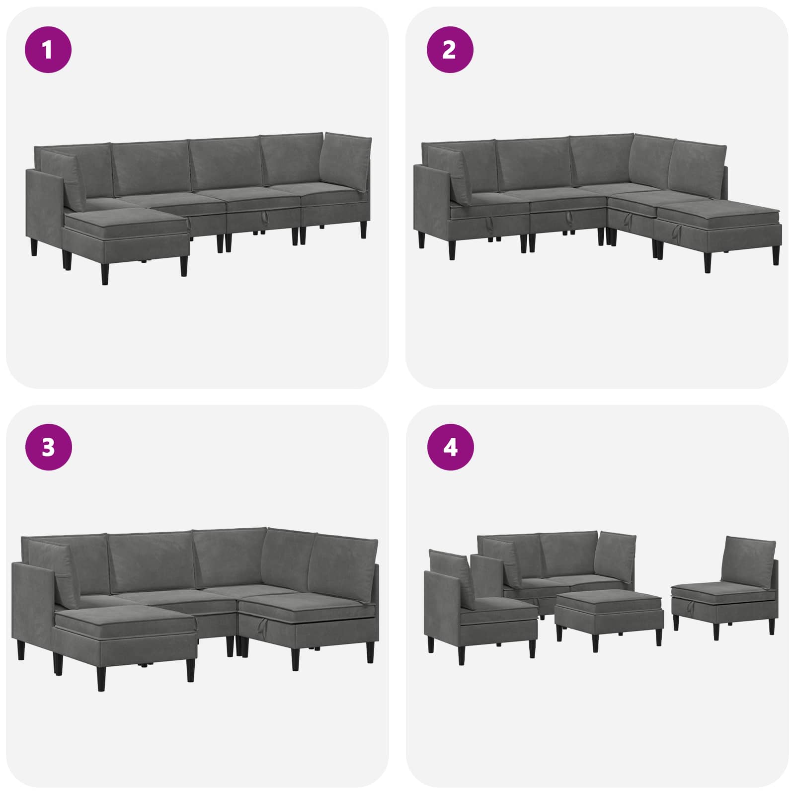 Wohnzimmergarnitur mit Kissen mit Speicher 3 pcs Hellgrau Samt