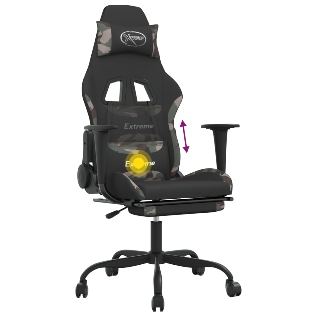Gaming-Stuhl mit Massagefunktion Schwarz und Creme Stoff