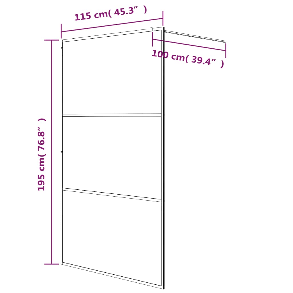 Duschwand für Begehbare Dusche Schwarz 100x195 cm ESG-Glas Klar