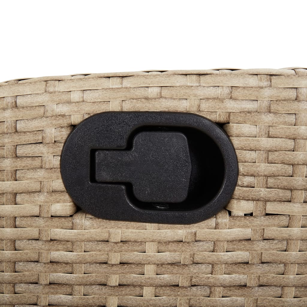 Gartenbank Verstellbar mit Kissen Schwarz Poly Rattan