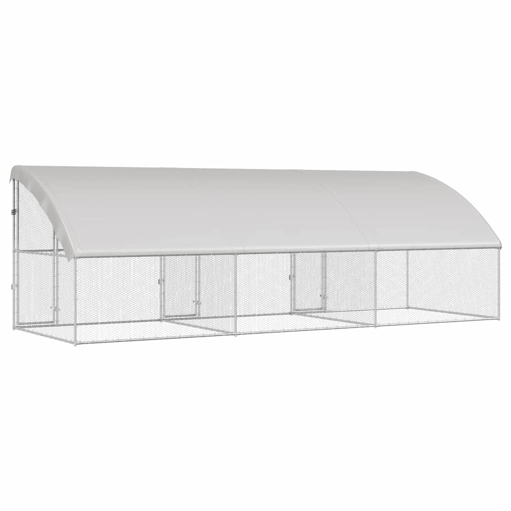 Hühnerkäfig 2 pcs Silber 400 x 200 x 200 cm Verzinkter Stahl