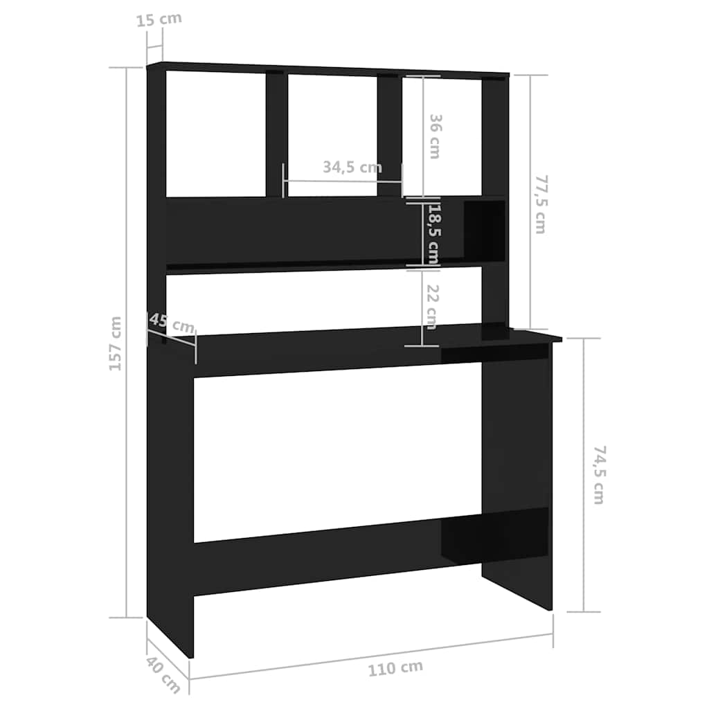 Schreibtisch mit Regalen Weiß 110x45x157 cm Holzwerkstoff