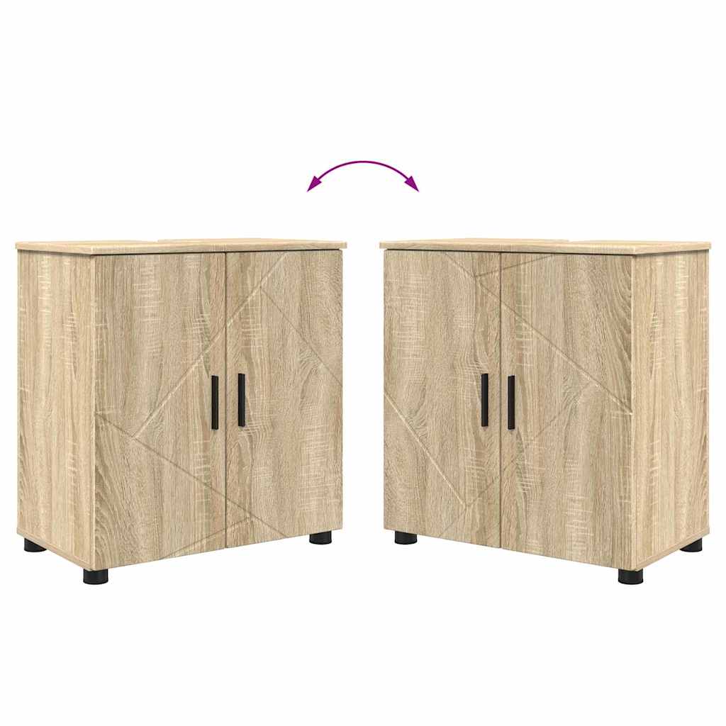 Badezimmermöbel-Set mit Tür 4 pcs Weiß Holzwerkstoff & Metall