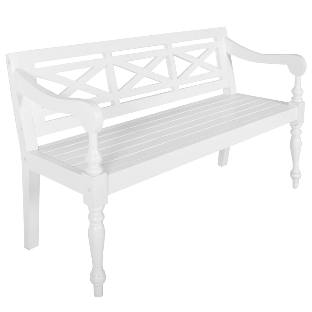 Batavia-Sitzbank 98 cm Mahagoni Massivholz Weiß