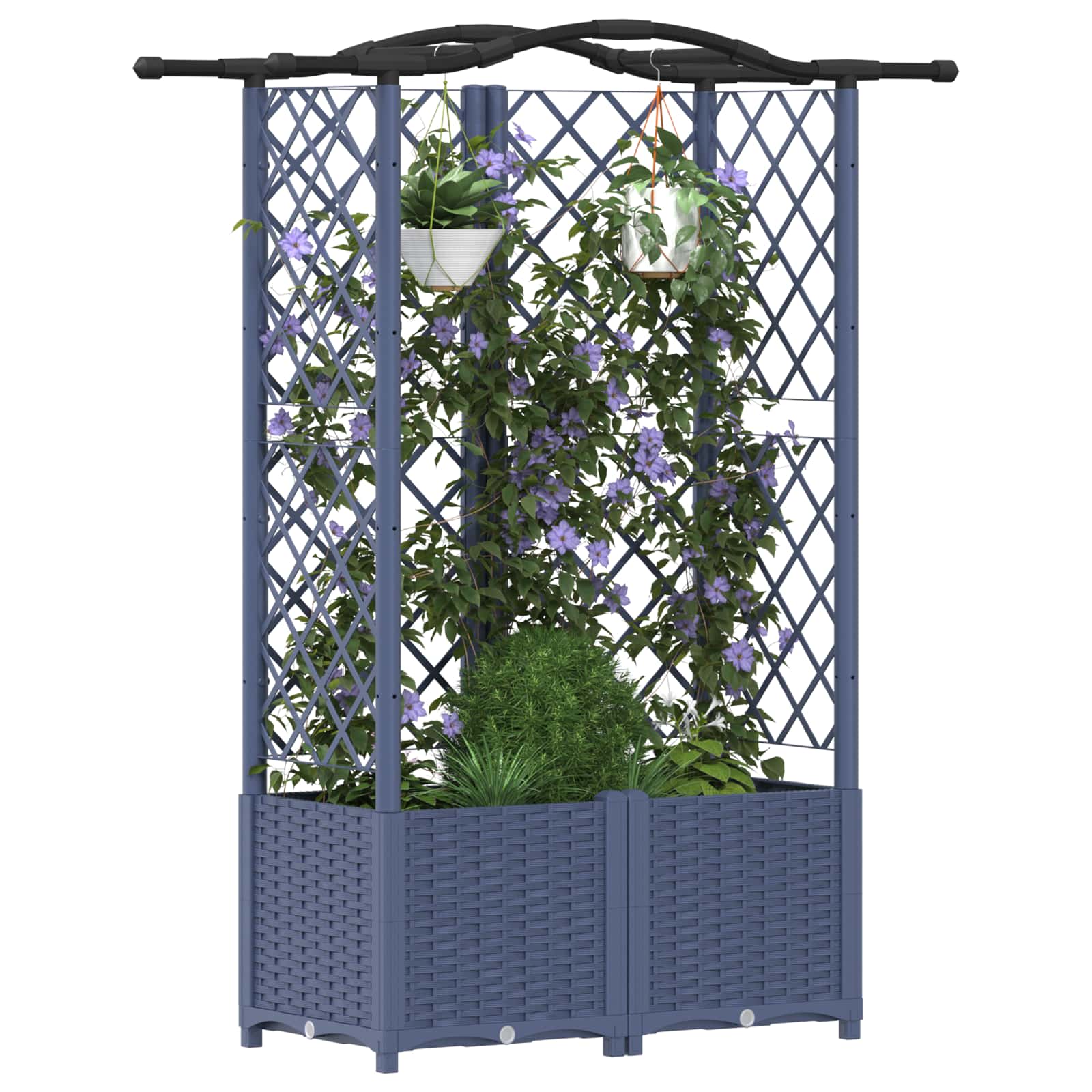 Hochbeet mit Rankgitter und Dach Braun 124 x 40 x 123 cm PP