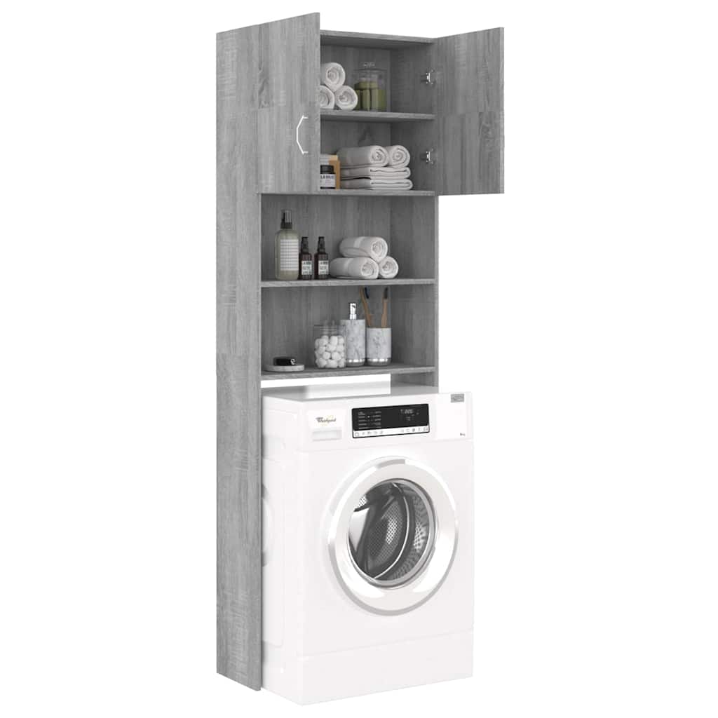 Waschmaschinenschrank Weiß 64x25,5x190 cm Holzwerkstoff