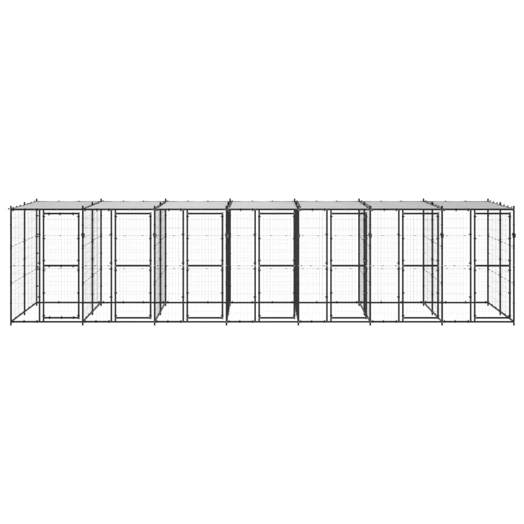 Outdoor-Hundezwinger Stahl mit Überdachung 110x220x180 cm