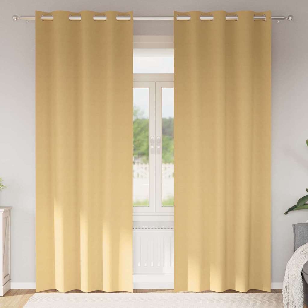 Verdunkelungs-Vorhänge mit Ringen 2 pcs Beige 140 x 140 cm