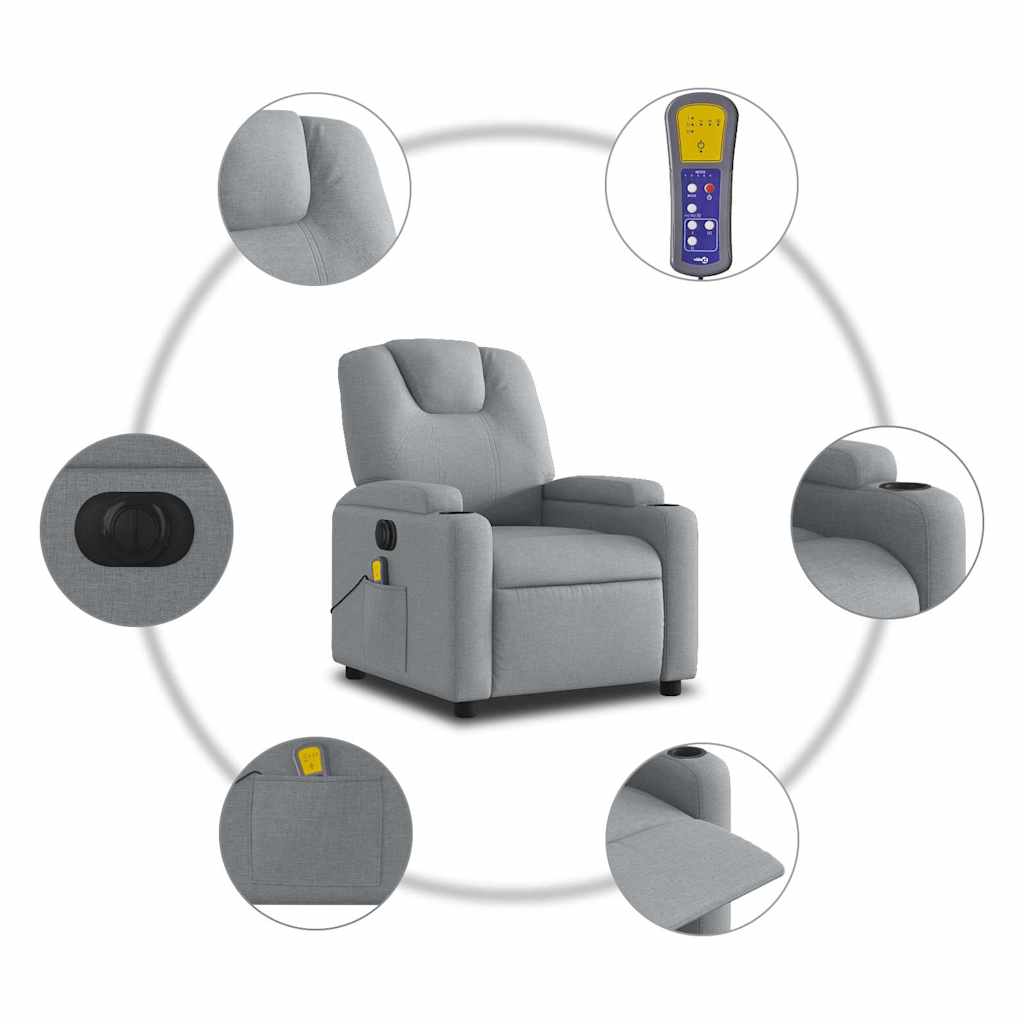 Relaxsessel Elektrisch Hellgrau Stoff