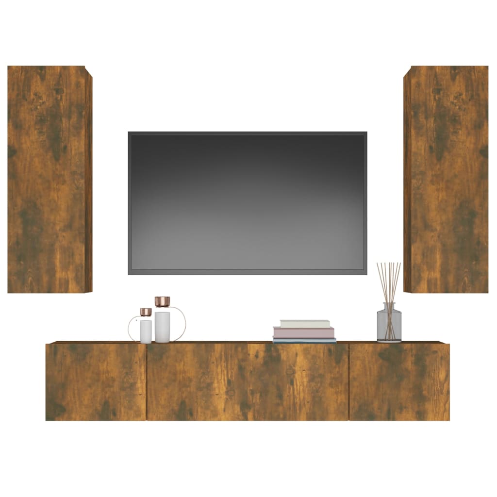 4-tlg. TV-Schrank-Set Weiß Holzwerkstoff