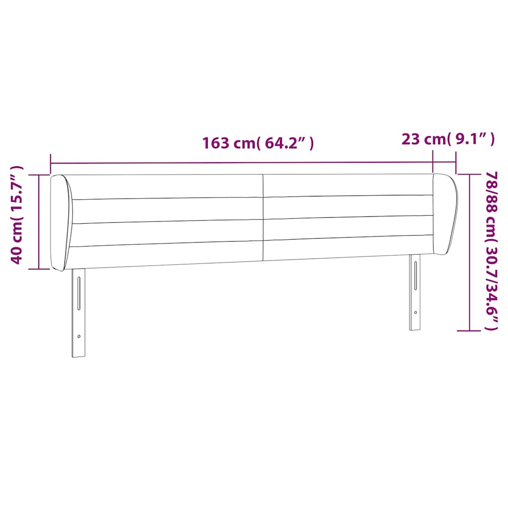 Kopfteil mit Ohren Dunkelblau 203x23x118/128 cm Samt
