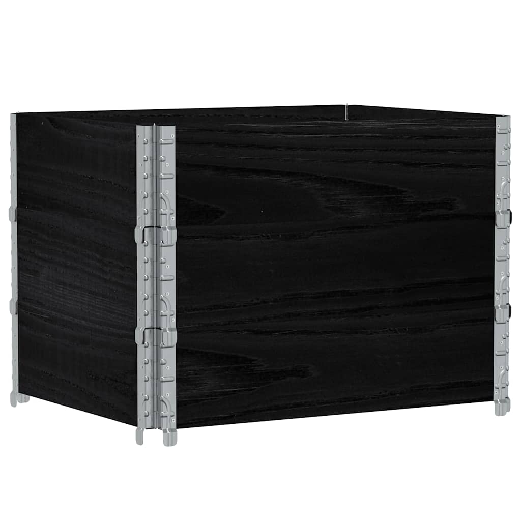 Paletten-Aufsatzrahmen Schwarz 80x60 cm Massivholz Kiefer