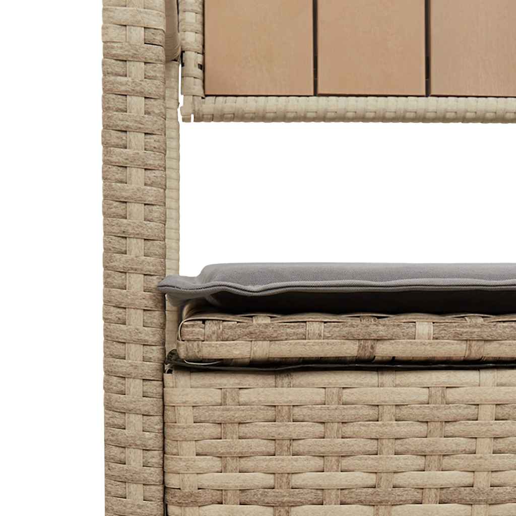 Gartenbank mit Stauraum und Kissen Schwarz Poly Rattan