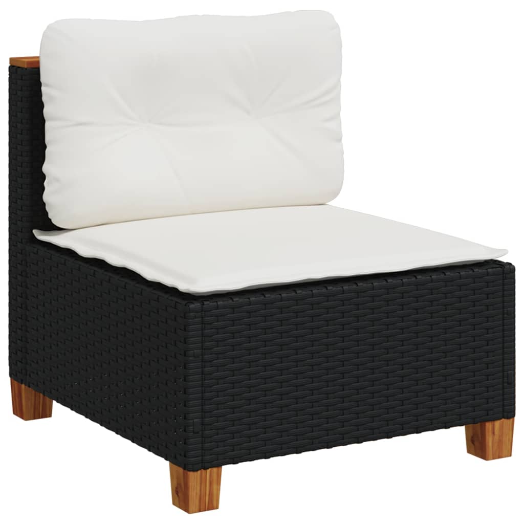 10-tlg. Garten-Sofagarnitur mit Kissen Beige Poly Rattan