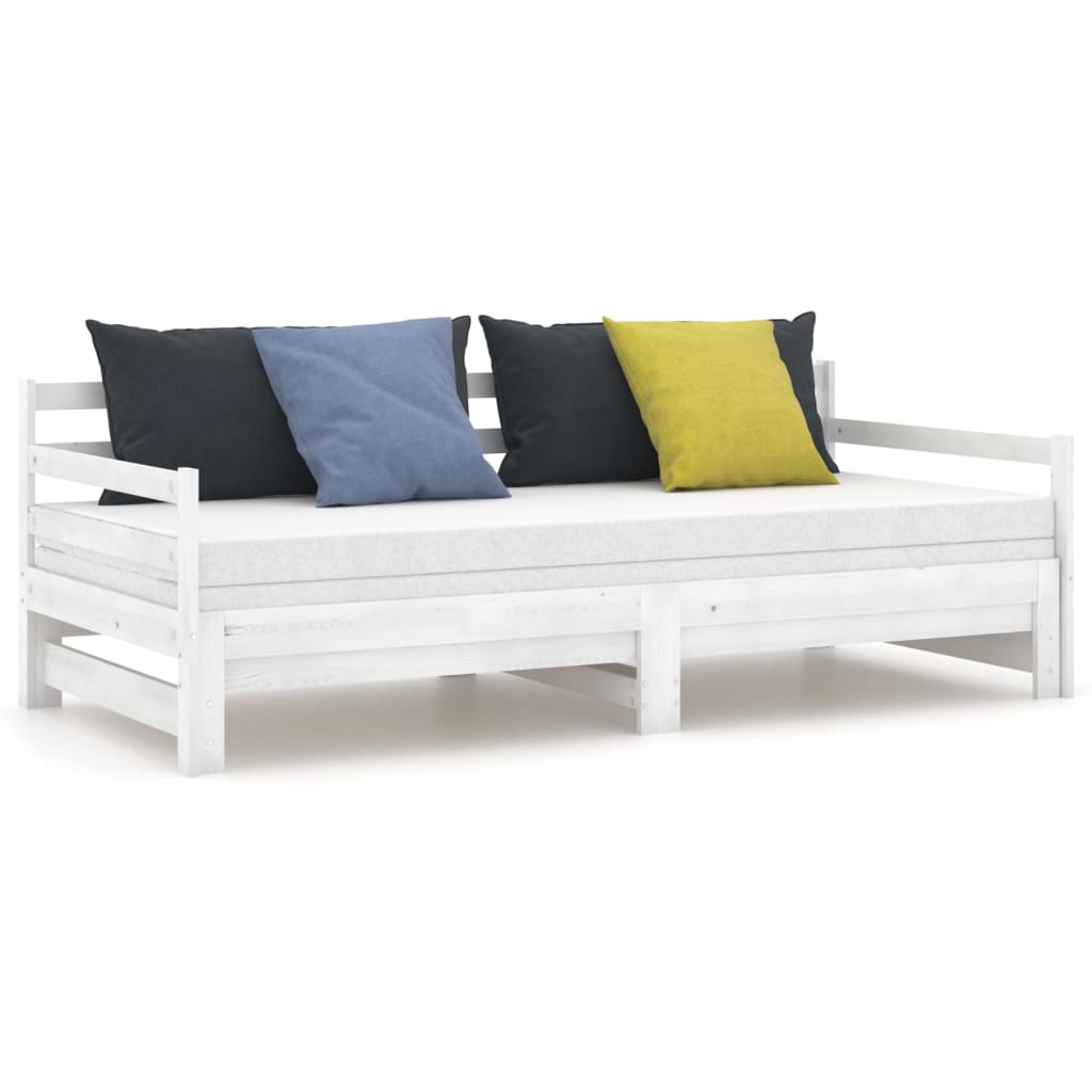 Ausziehbares Tagesbett Grau Massivholz Kiefer 2x(90x200) cm
