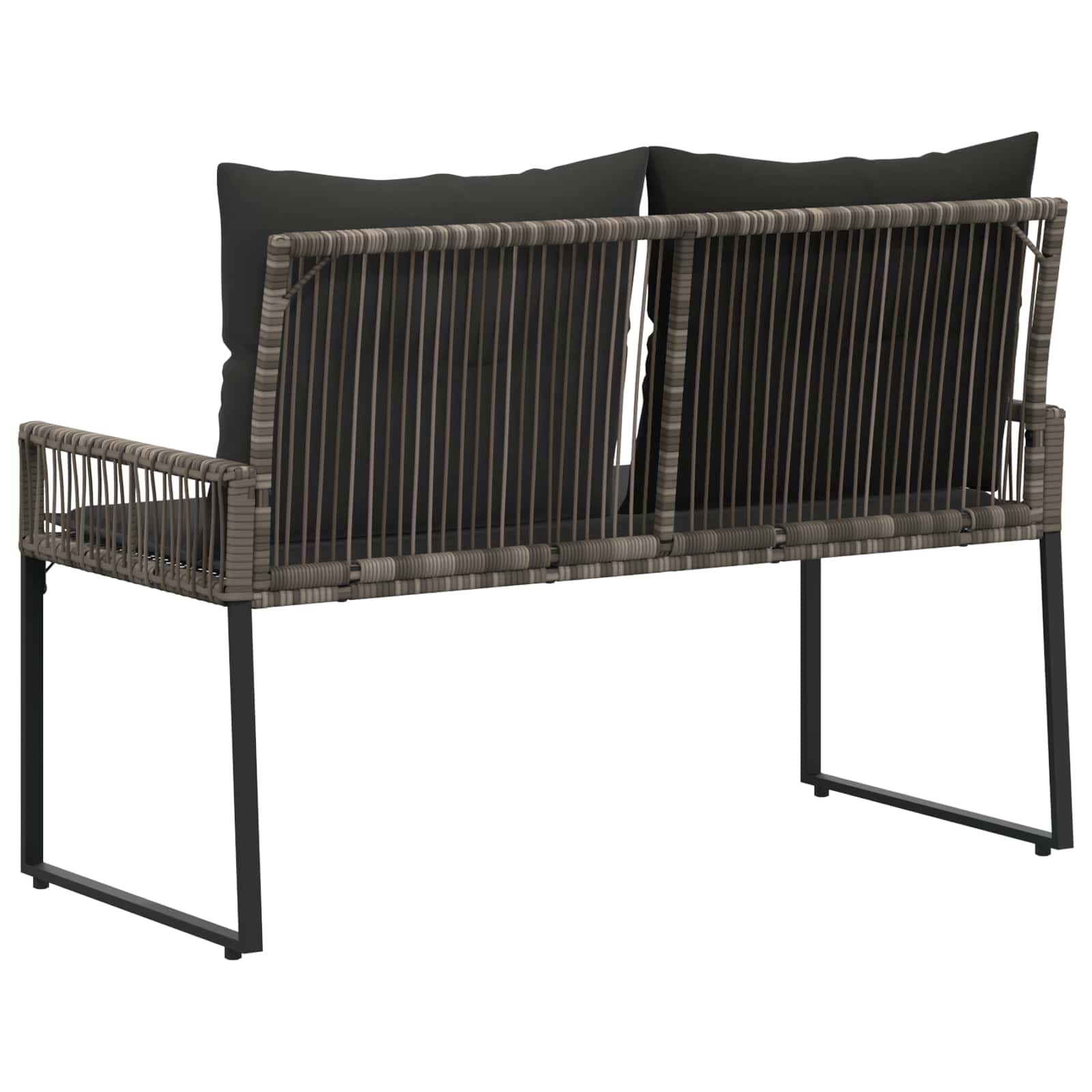 Bank Outdoor mit Kissen 4 pcs Schwarz und Cremeweiß Poly-Rattan