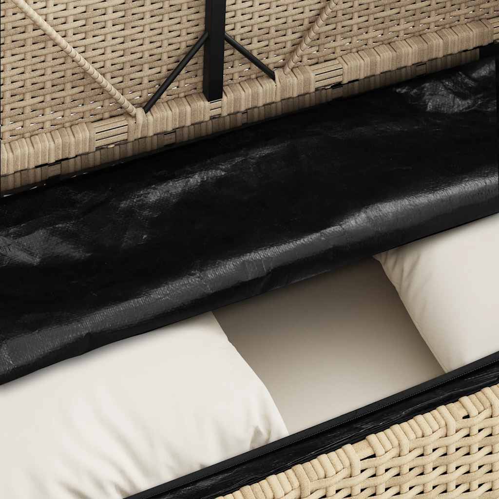 Gartenbank mit Kissen Schwarz Poly Rattan