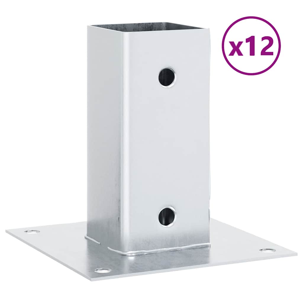 Pfostenträger Quadratisch 4Stk. Silber 46x46mm Verzinkter Stahl