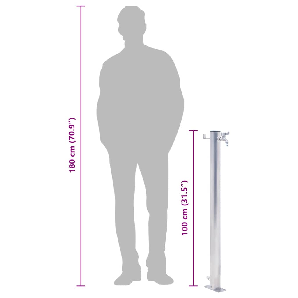 Wassersäule für den Garten 40 cm Edelstahl Quadratisch
