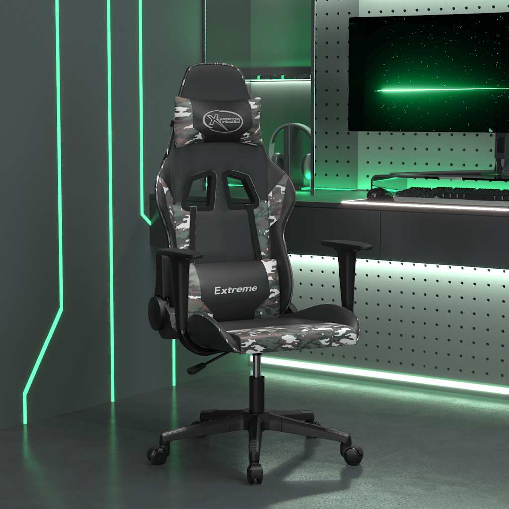 Gaming-Stuhl mit Massagefunktion Schwarz und Blau Kunstleder