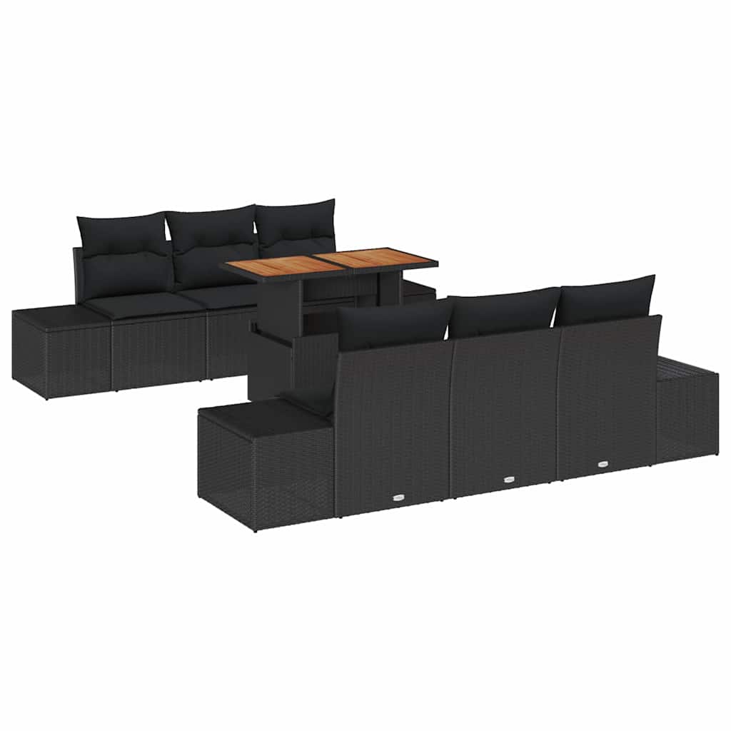 Garten Essgruppe mit Kissen 7 pcs Schwarz und Creme