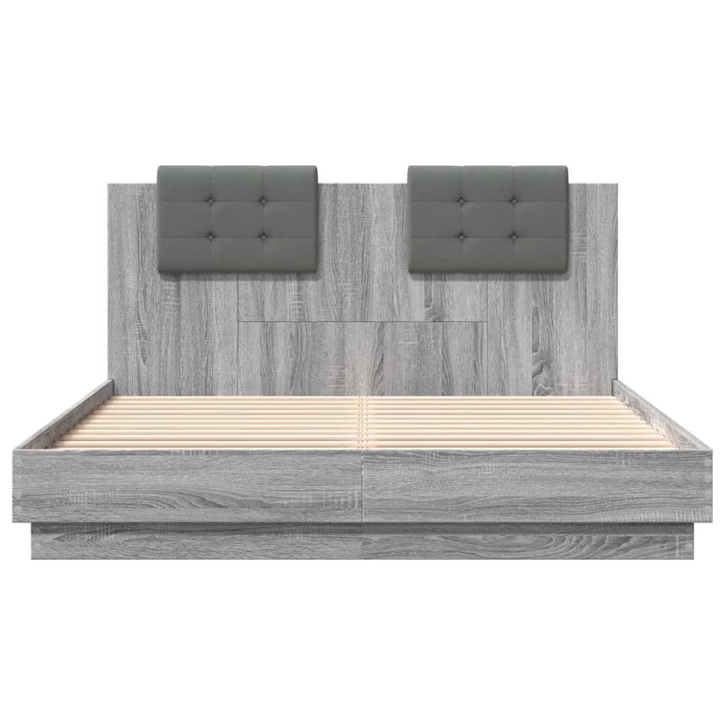 Bettgestell mit Kopfteil Grau Sonoma 180x200 cm Holzwerkstoff