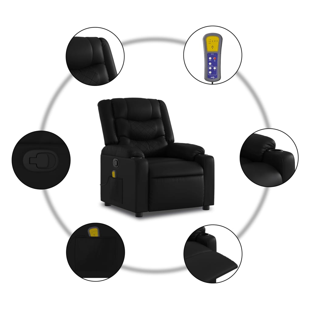 Massage-Relaxsessel, Kunstleder, Schwarz