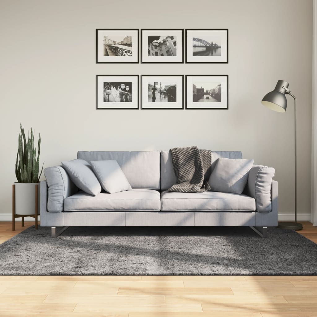 Teppich HUARTE Kurzflor Weich und Waschbar Anthrazit 60x110 cm