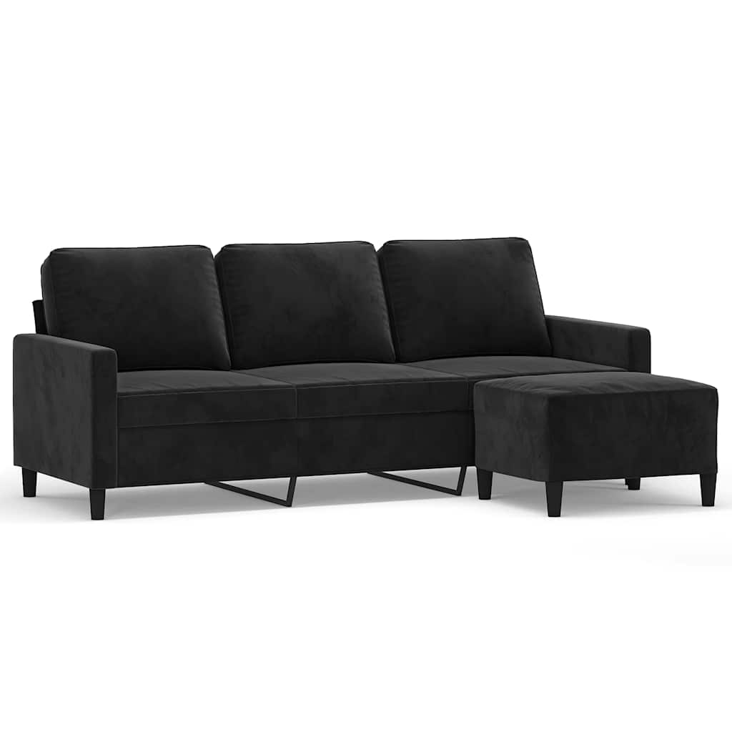 3-Sitzer-Sofa mit Hocker Rosa 180 cm Samt