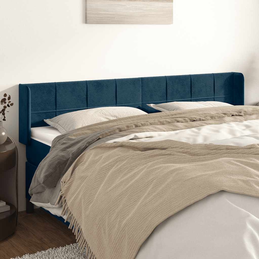 Kopfteil mit Ohren Dunkelblau 93x16x78/88 cm Samt