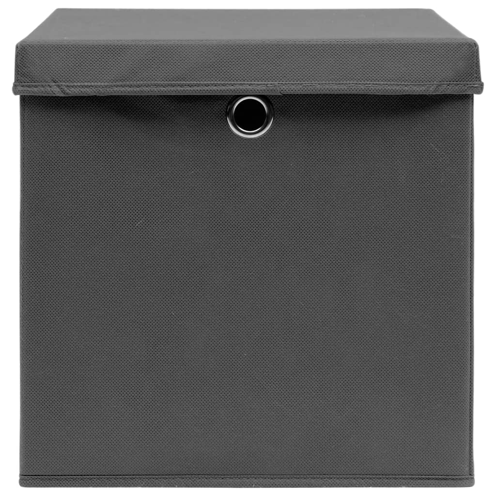 Aufbewahrungsboxen mit Deckeln 10 Stk. 28x28x28 cm Schwarz