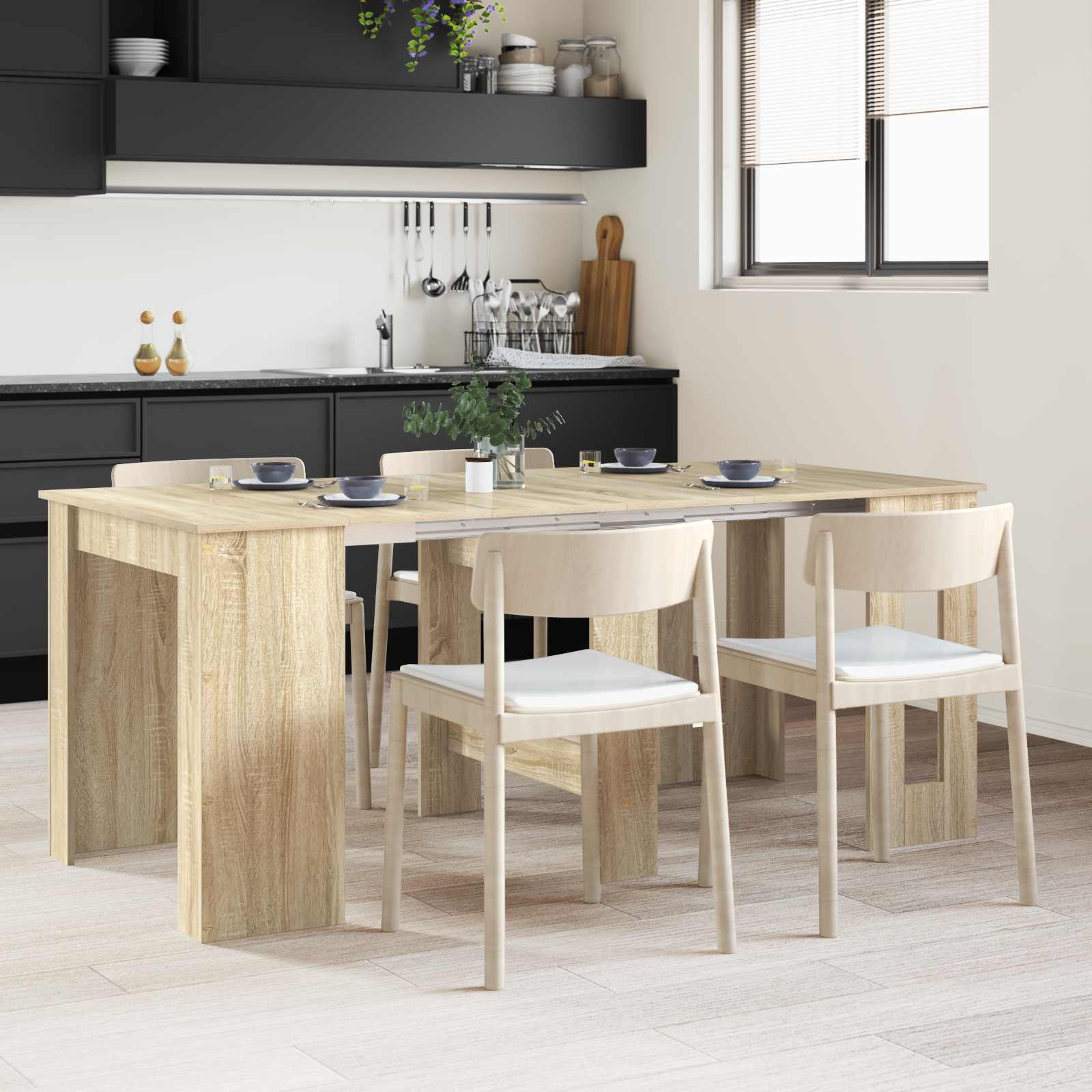 Esstisch 180 x 85 x 75 cm Holzwerkstoff Schwarze Eiche