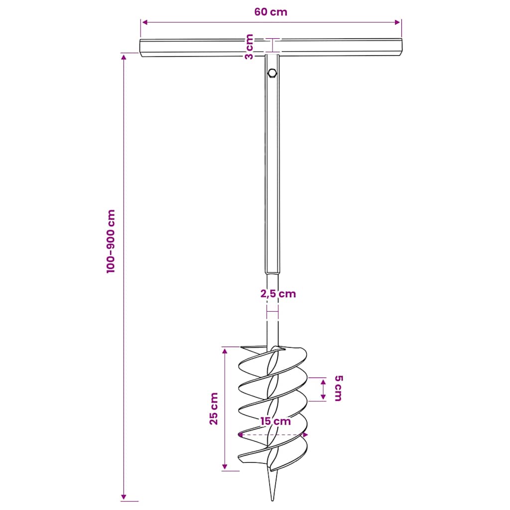 Erdbohrer mit Griff 100 mm Verlängerungsrohr 9 m