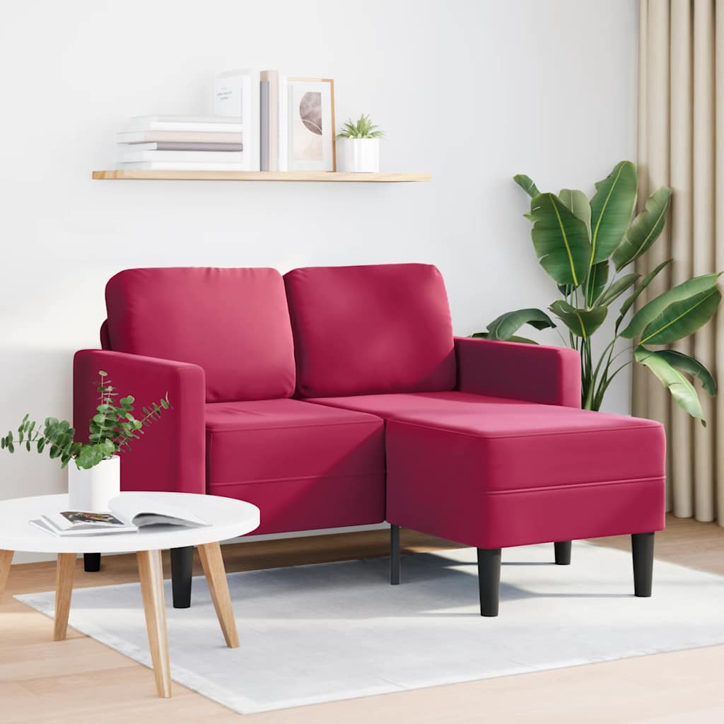 2-Sitzer-Sofa mit Chaiselongue L-Form Blau 125 cm Samt