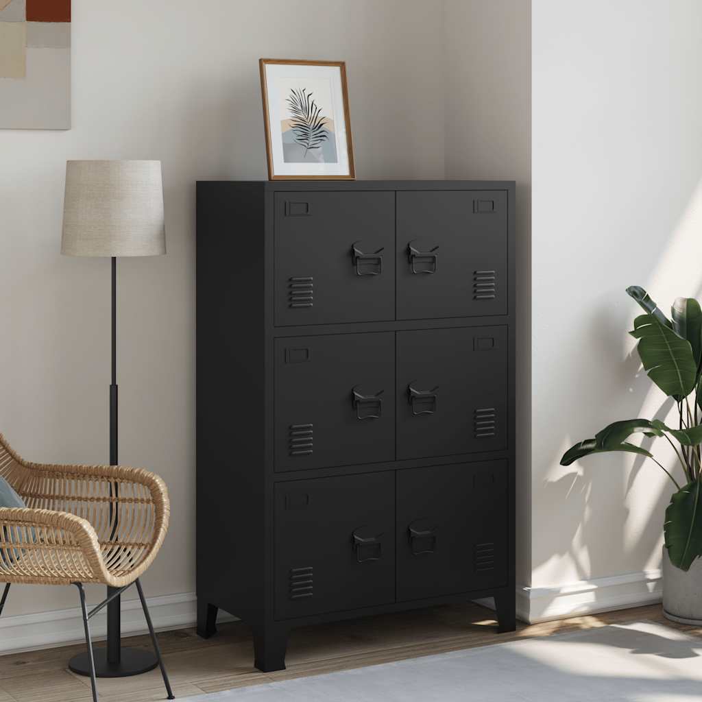 Lagerschrank Industrial Schwarz 75x40x80 cm Stahl