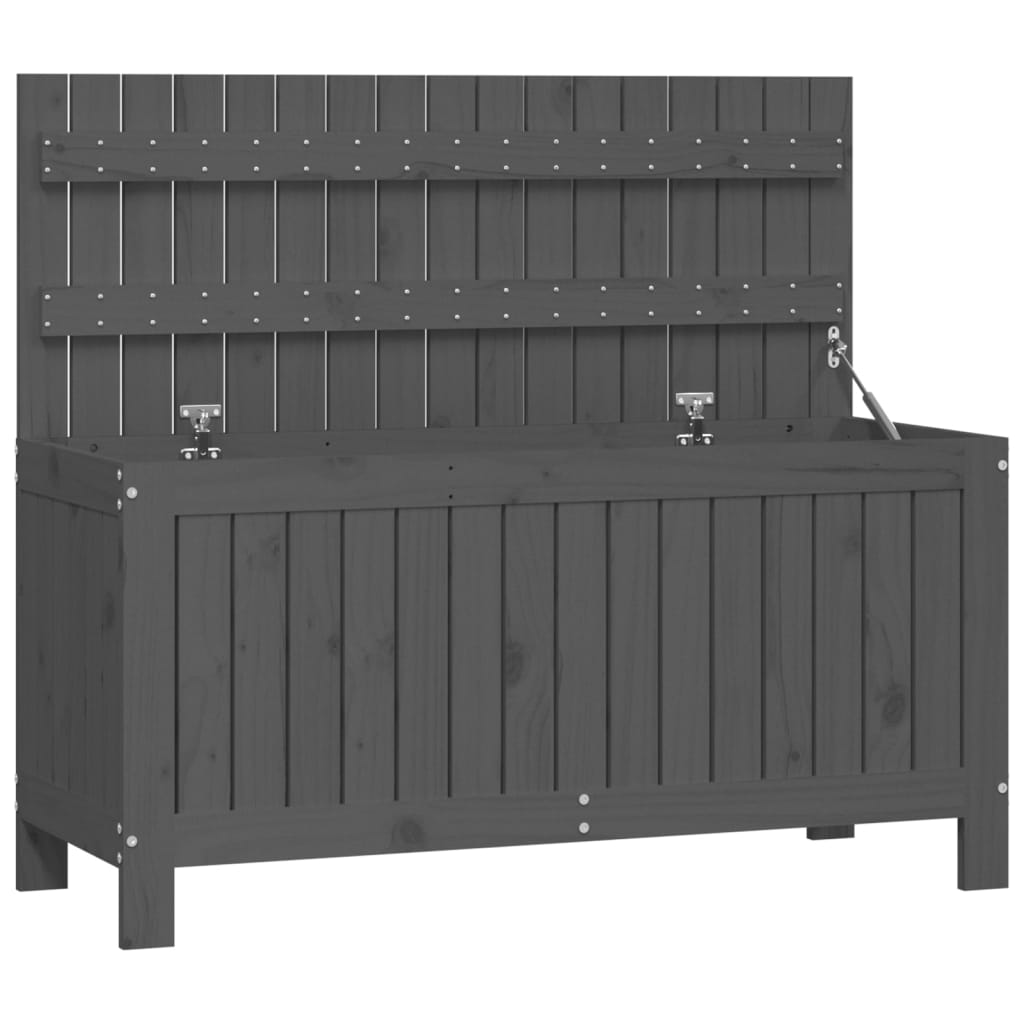 Gartentruhe Grau 76x42,5x54 cm Massivholz Kiefer